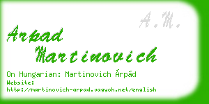 arpad martinovich business card